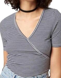 Topshop striped ribbed short sleeve bodysuit size 6